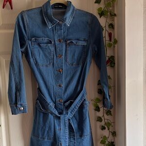 Fashion Nova Blue Long Sleeve Denim Dress